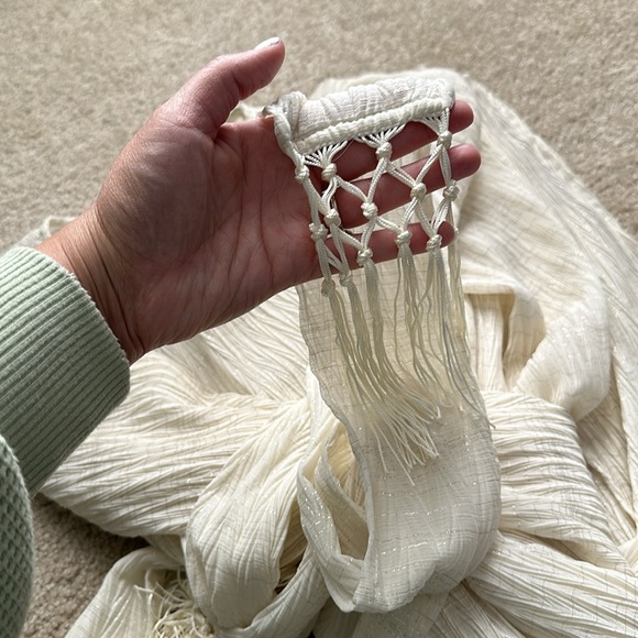 VICI x Summer of Diane Gauzy Ivory with Metallic Gold Detail Swim Cover Up Small - Picture 9 of 9